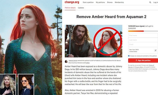 amber heard removed from aquaman